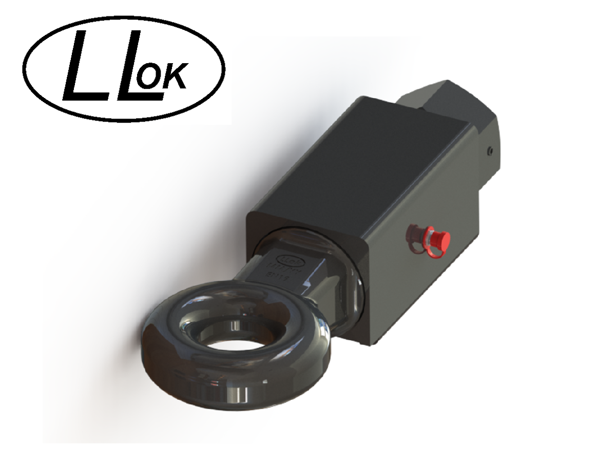 Ø50x40 L-LOK HITCH EYE, EN16, 90x90x160 HOUSING, WELD-ON SWIVEL & CRANKED