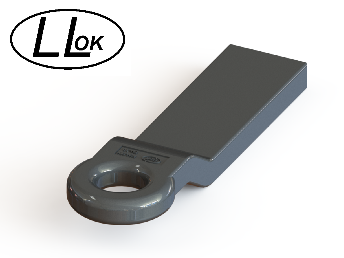 Ø50x30 L-LOK HITCH EYE, EN16, 30x90x406 (16"), WELD-ON CRANKED